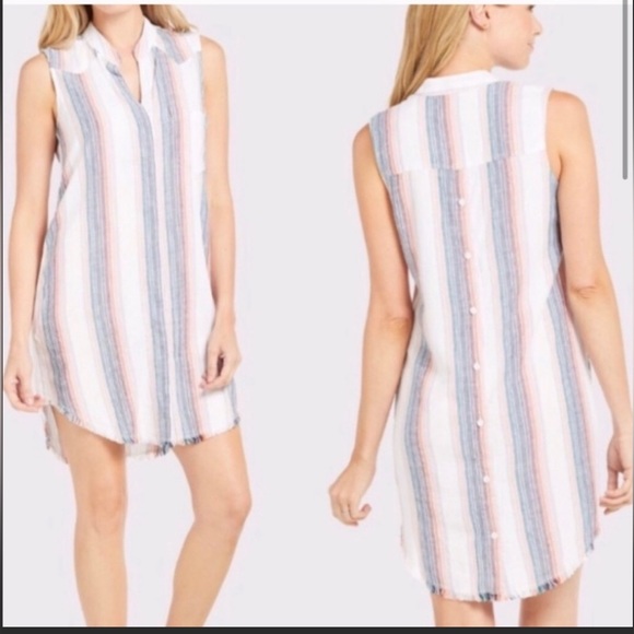 Anthropologie Cloth and Stone  Sleeveless Stripe Midi Shirt Dress size M in EUC - Picture 1 of 7